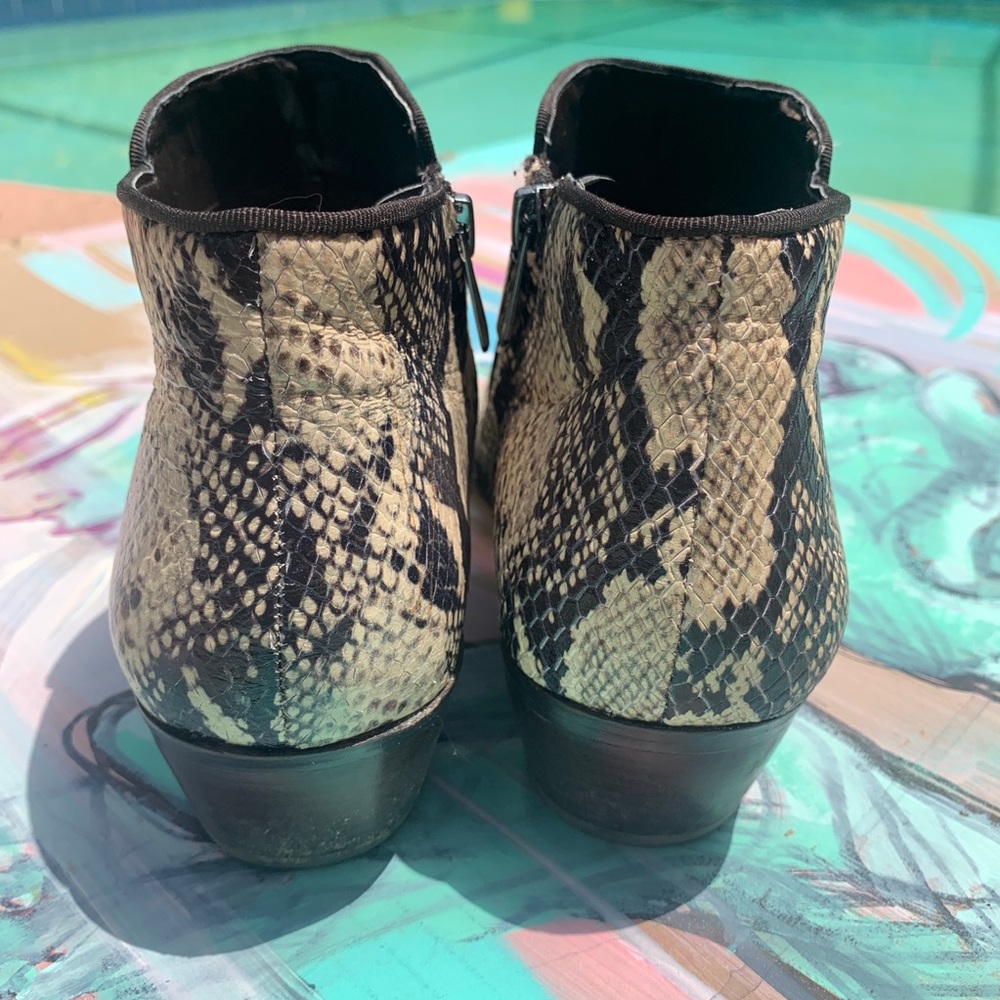 SAM EDELMAN snakeskin snake print ankle booties boots size 8 leather embossed - Picture 8 of 12